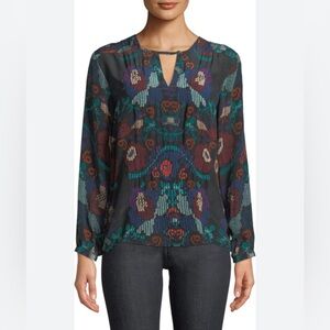 NWT Tolani Caitlyn Long Sleeve Top Size XL Color Black-Multi